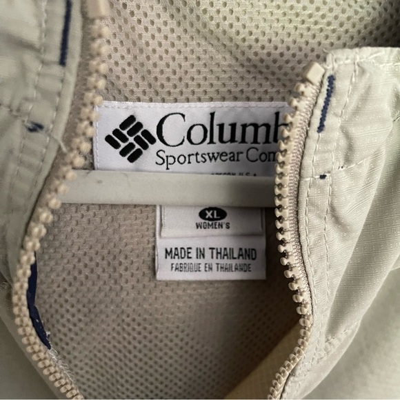 Columbia Women’s Packable hooded Windbreaker Jacket size XL EUC blue and stone - Picture 10 of 10